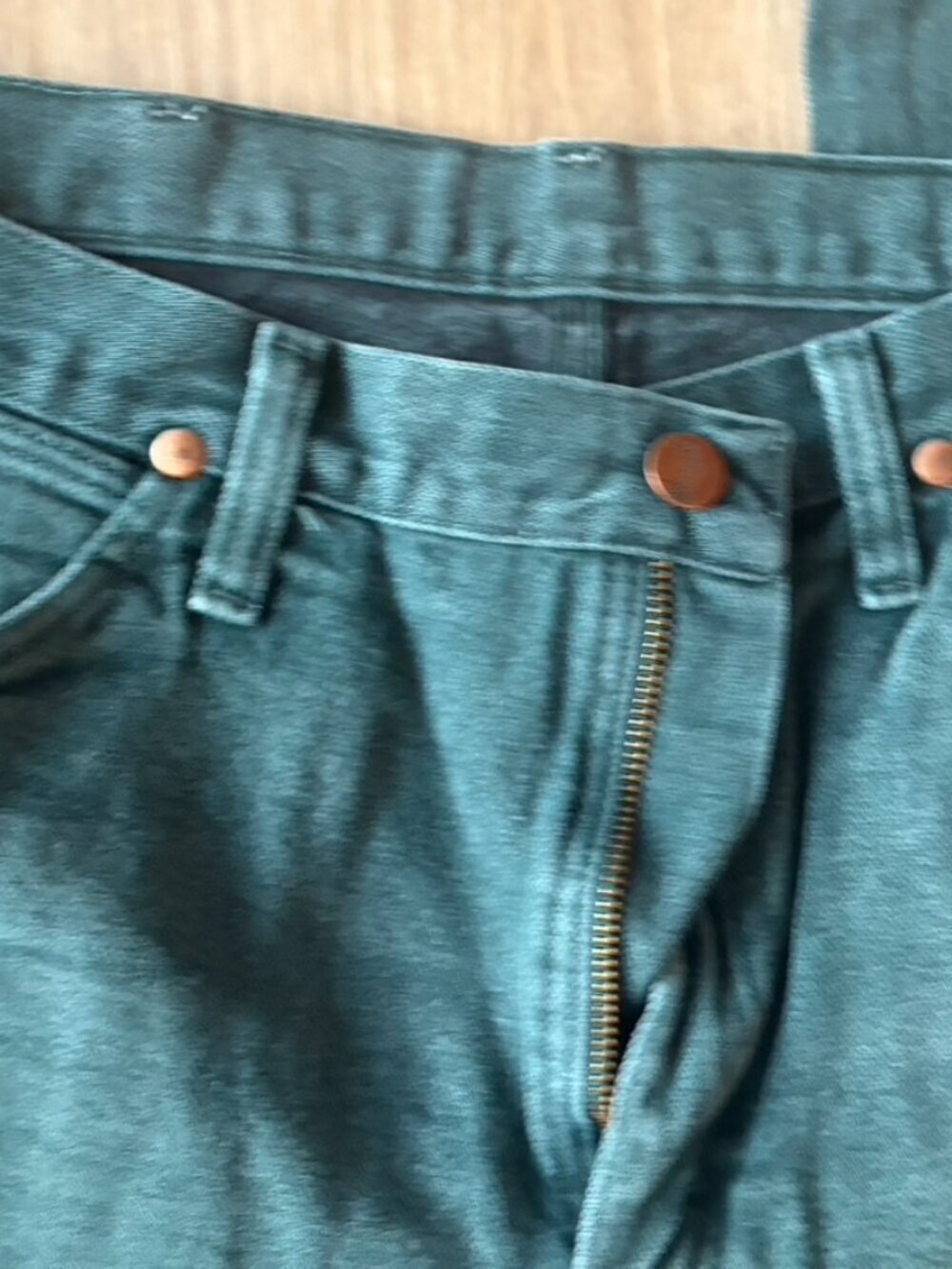 Vintage Wrangler Jeans Mens 33x32 Work Green Cowboy Western Workwear - Picture 6 of 8